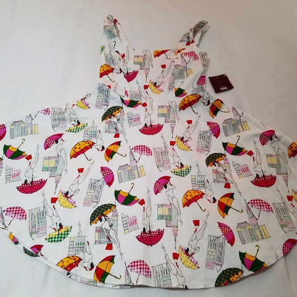 Ixia Dresses & Skirts - Ixia  Small Mini Dress Lady with Umbrella Print
